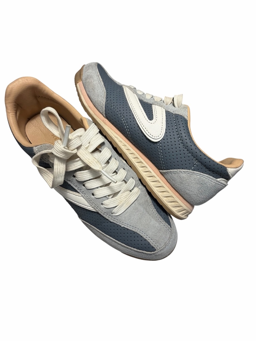 Tretorn Womens Retro Runner Sneakers in Blue and Gray Sz 7.5